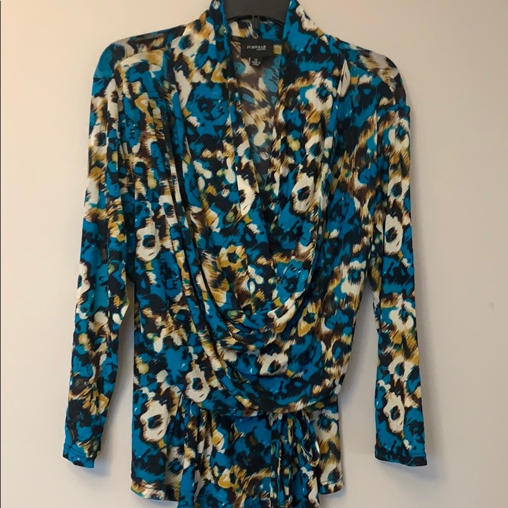 FORWEAR turquoise multi colored blouse size XL.